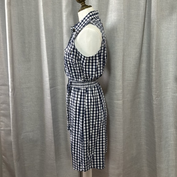 NWT Summer Vibes Dress-S-Cotton-Blue & White Gingham Print-Elastic Waist-Buttons - Picture 9 of 14